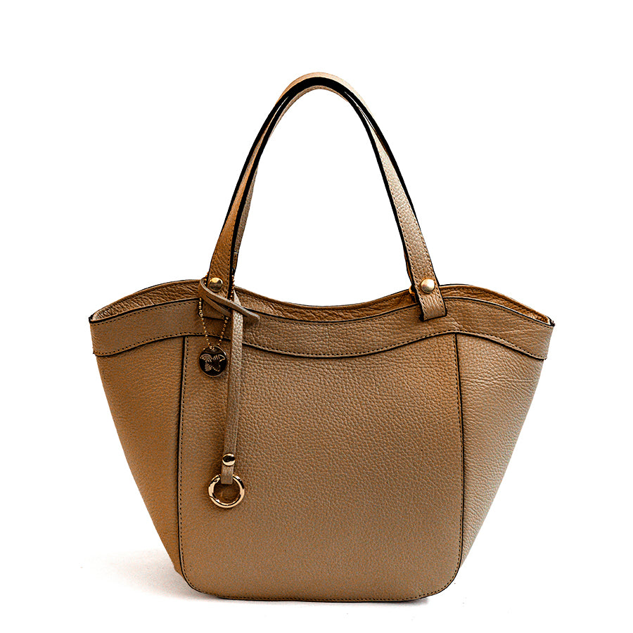 FLEX - Biscuit Dollar Leather Tote