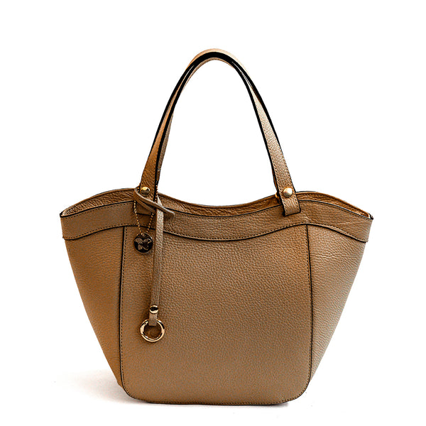 FLEX - Biscuit Dollar Leather Tote