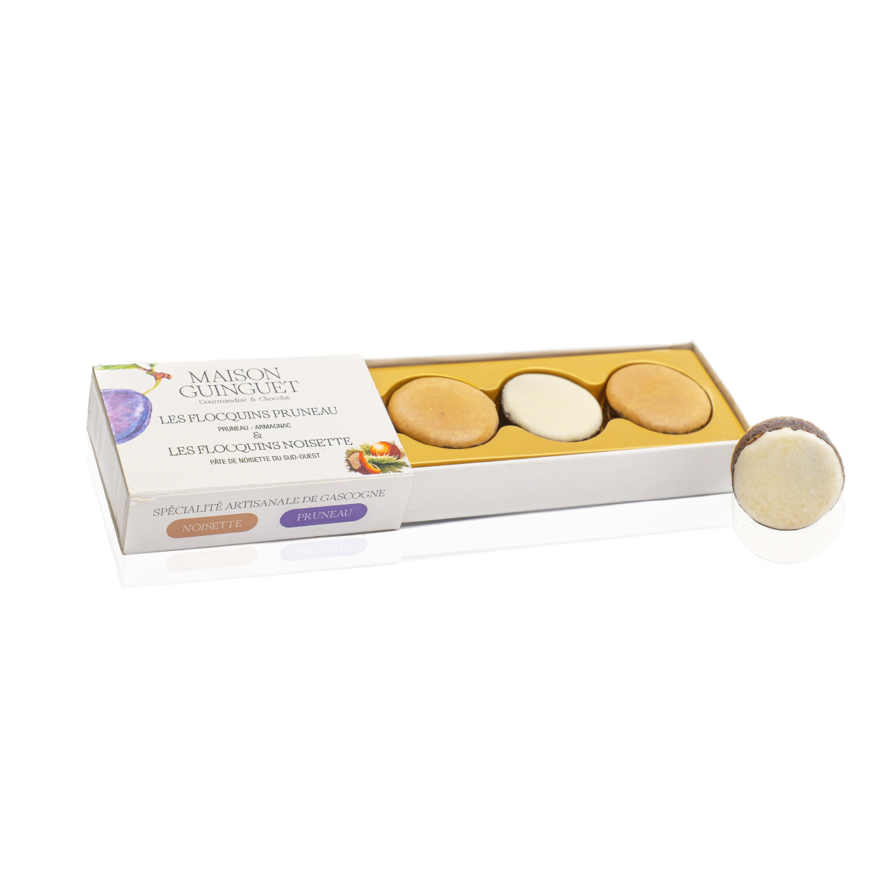 HAZELNUT FLORAL SNACKS (3 pieces) AND PRUNE FLORAL SNACKS (2 pieces)