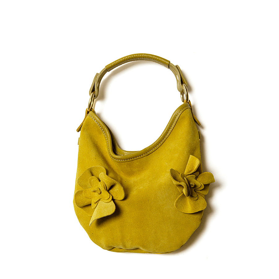 FLOWER - Mini bag with lemon suede flowers
