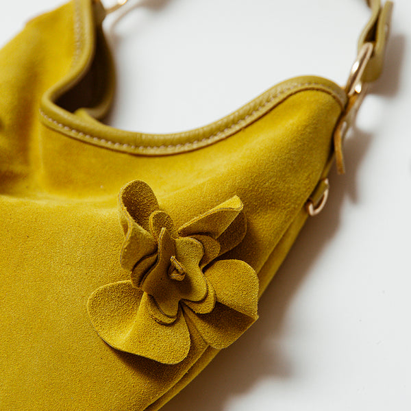 FLOWER - Mini bag with lemon suede flowers