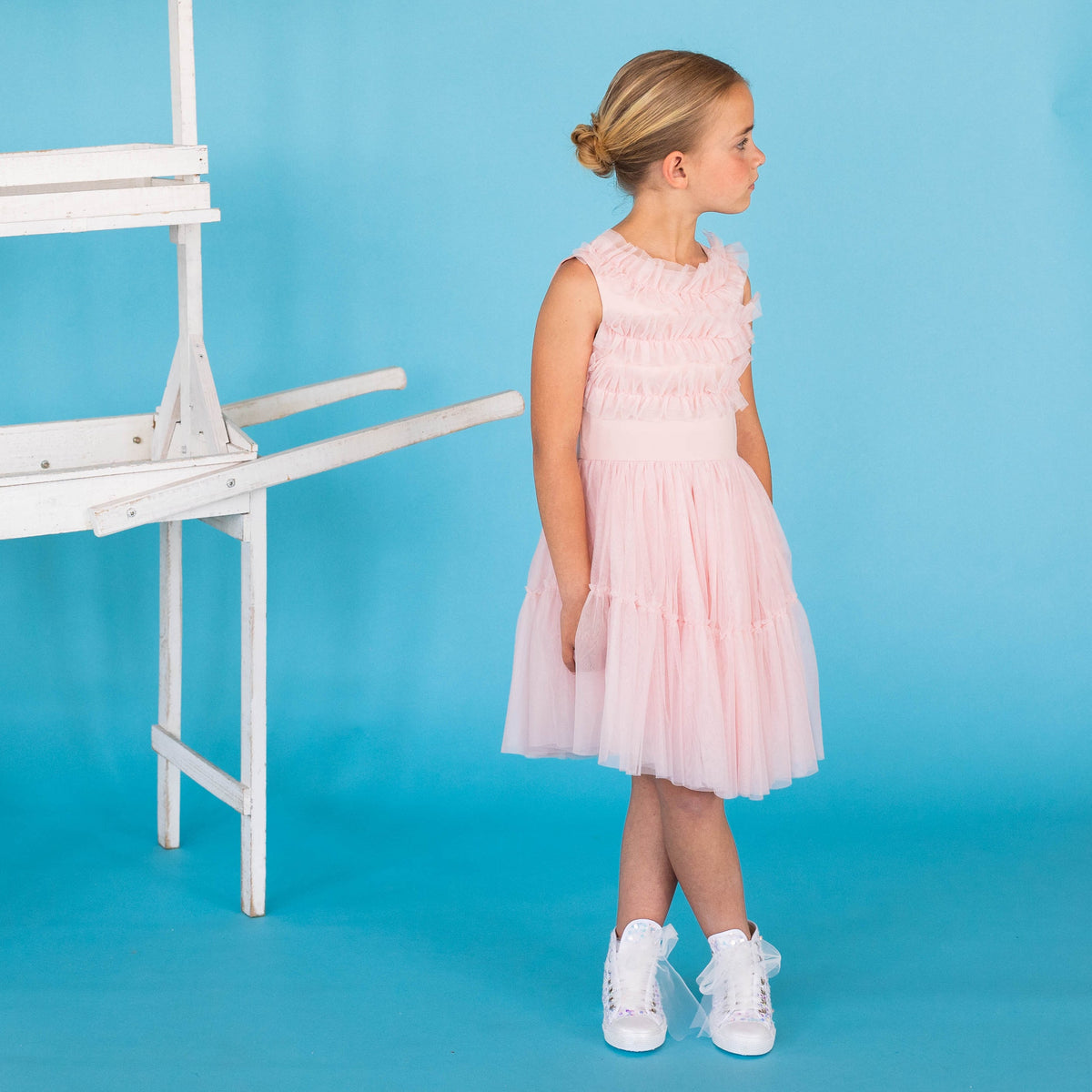 abito con rouches di tulle