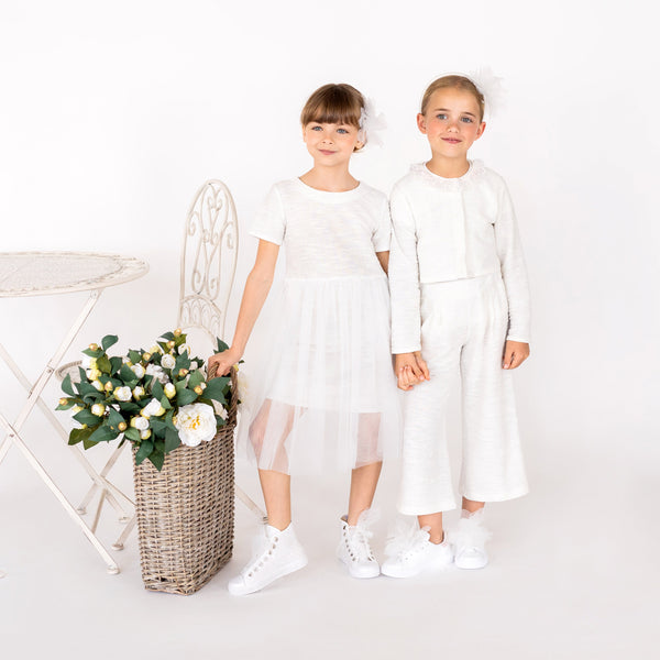 abito in felpina lurex con gonna tulle