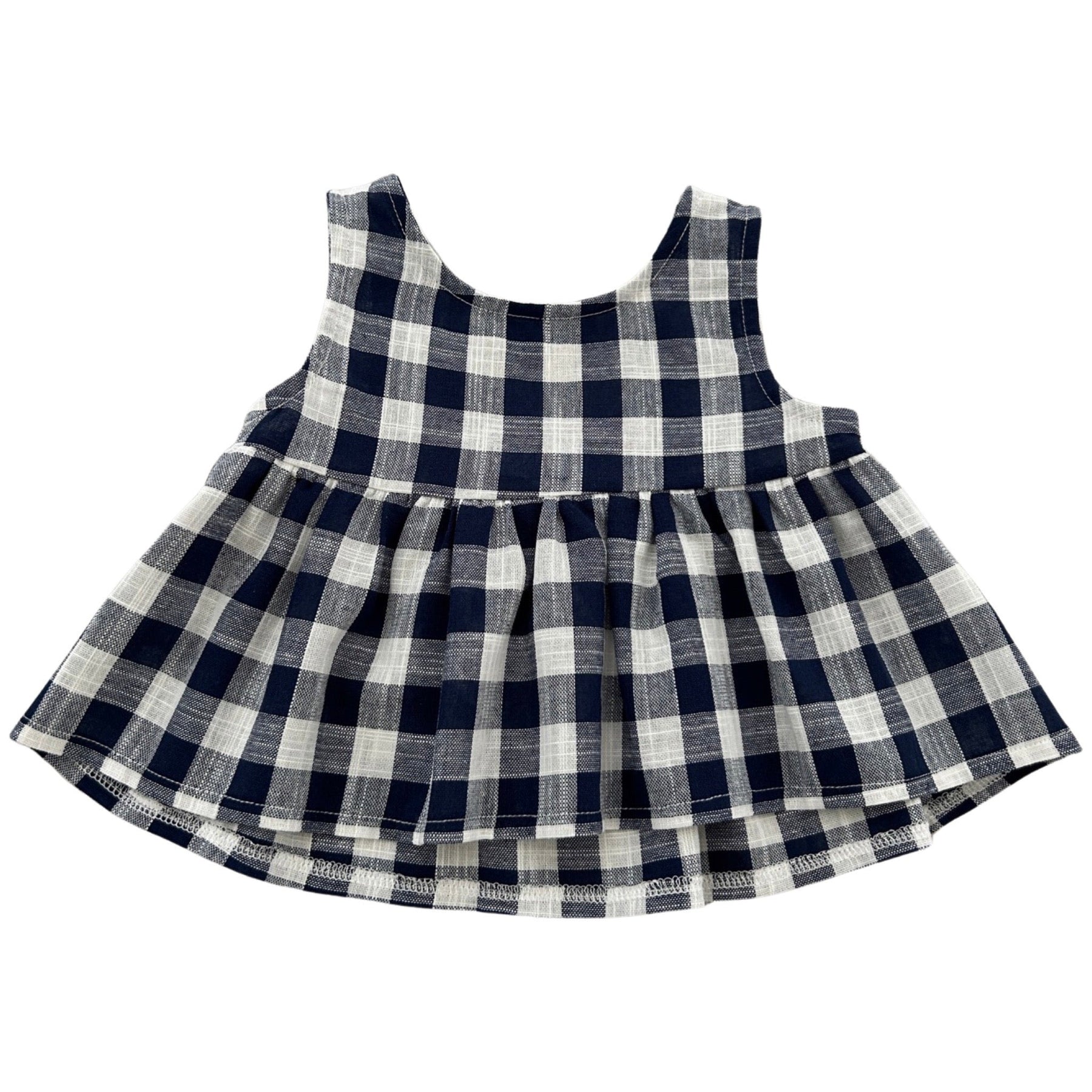 top vichy bianco e blu