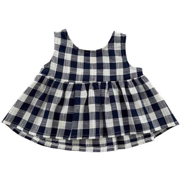 top vichy bianco e blu