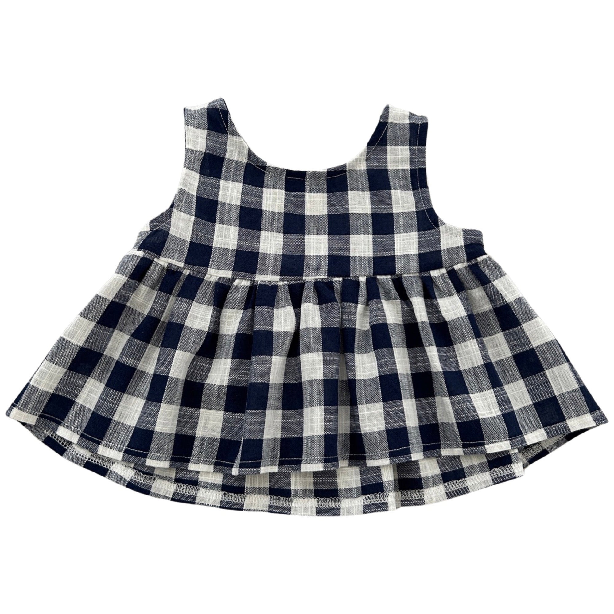 top vichy bianco e blu