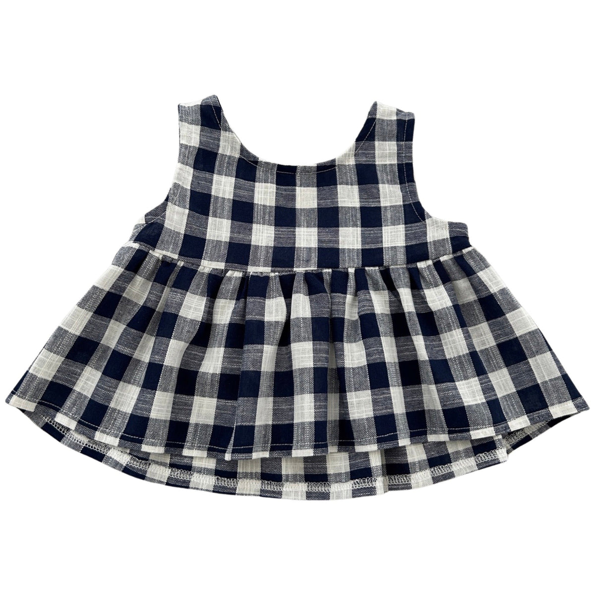 top vichy bianco e blu