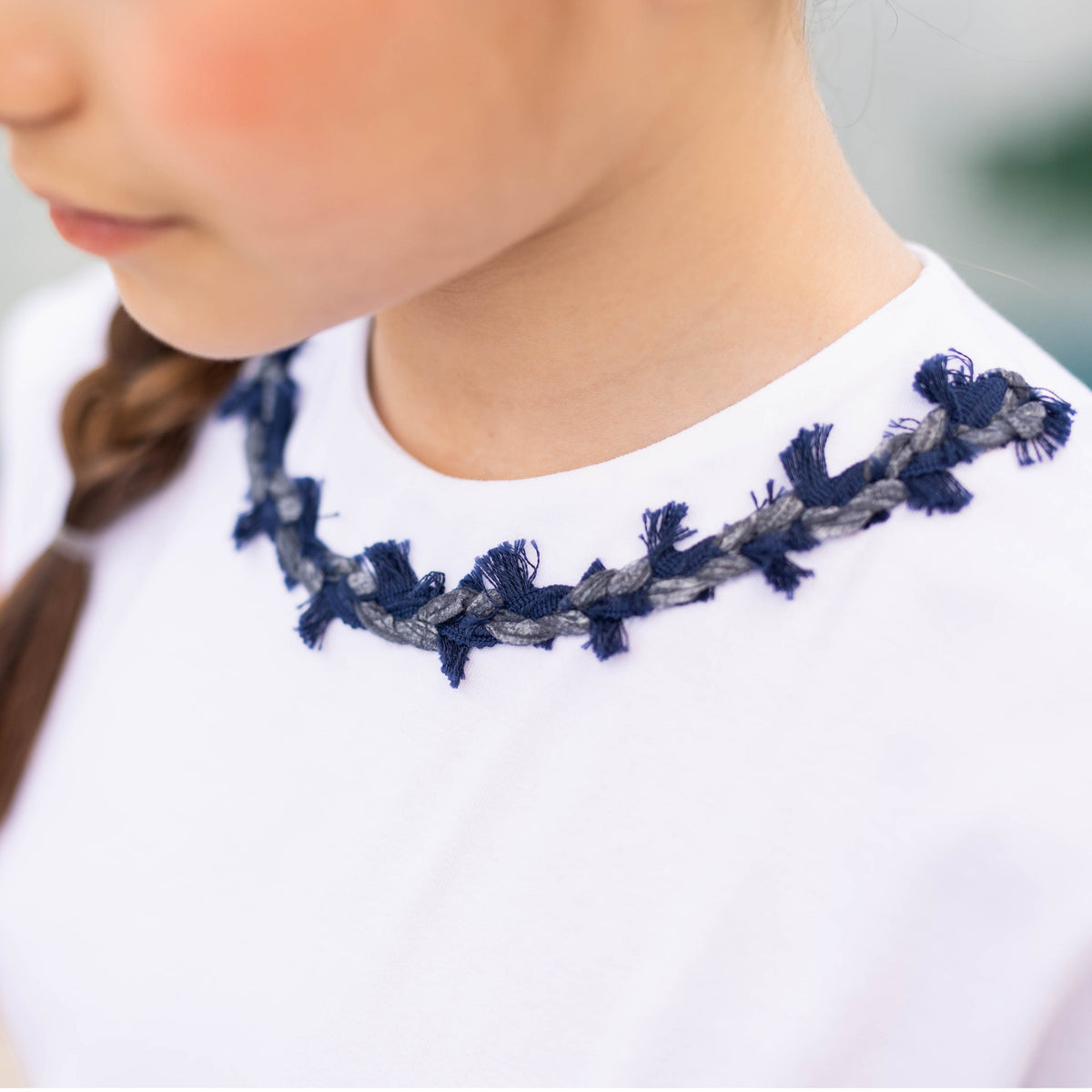 t-shirt cropped frangia denim
