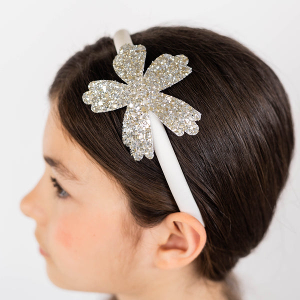 cerchietto con fiore glitter
