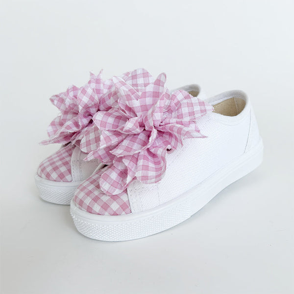 sneakers in tela fantasia con fiore