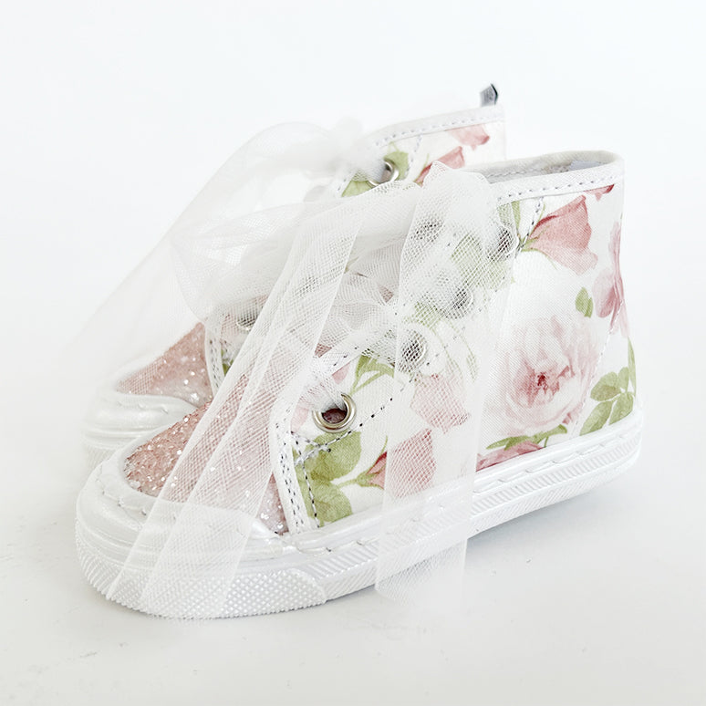 sneakers raso fantasia e glitter