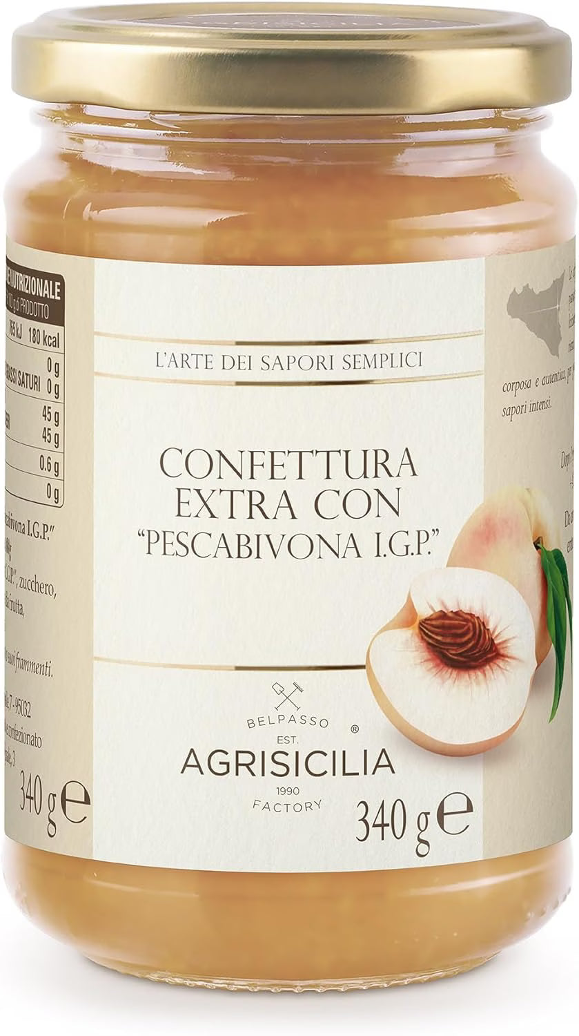 Vasetto di pesca di bivona IGP, confetture e marmellate agrisicilia Belpasso