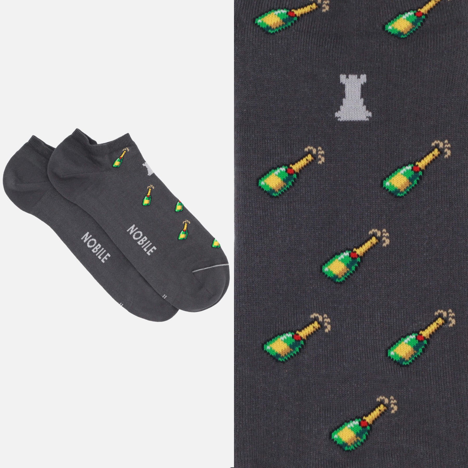 Chaussettes de cheville en pur coton Makò - Avec design
