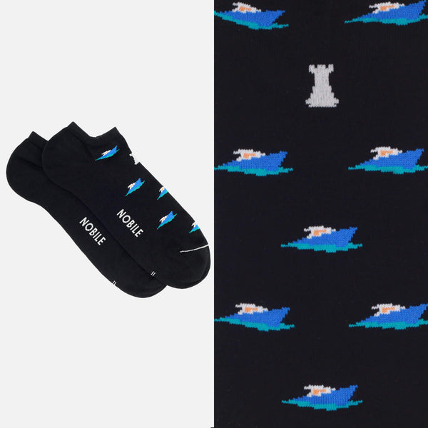 Ankle socks in pure Makò cotton - With design