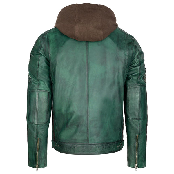 Fifty Eight Heren leren jas groen achterkant