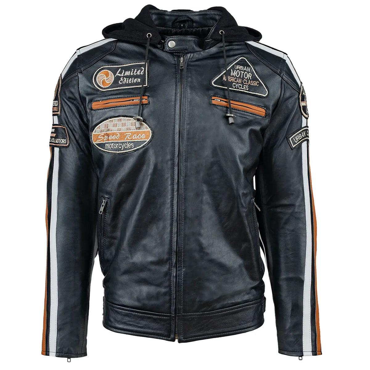 Fifty Eight Leather Men's Motorcycle Jacket Black