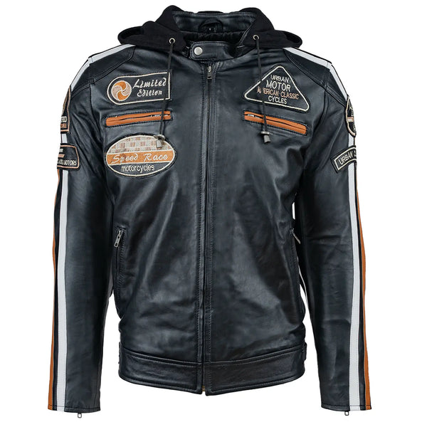 Jaqueta de Motociclista Masculina de Couro Fifty Eight Preta