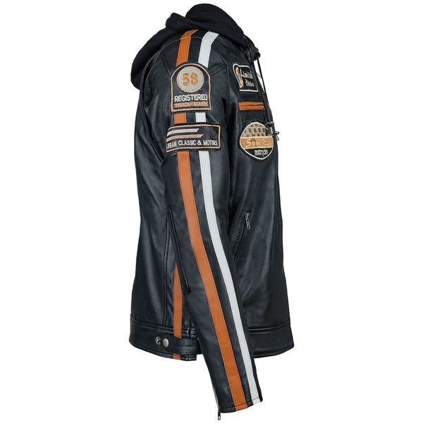 Fifty Eight Leather Men's Motorcycle Jacket Black