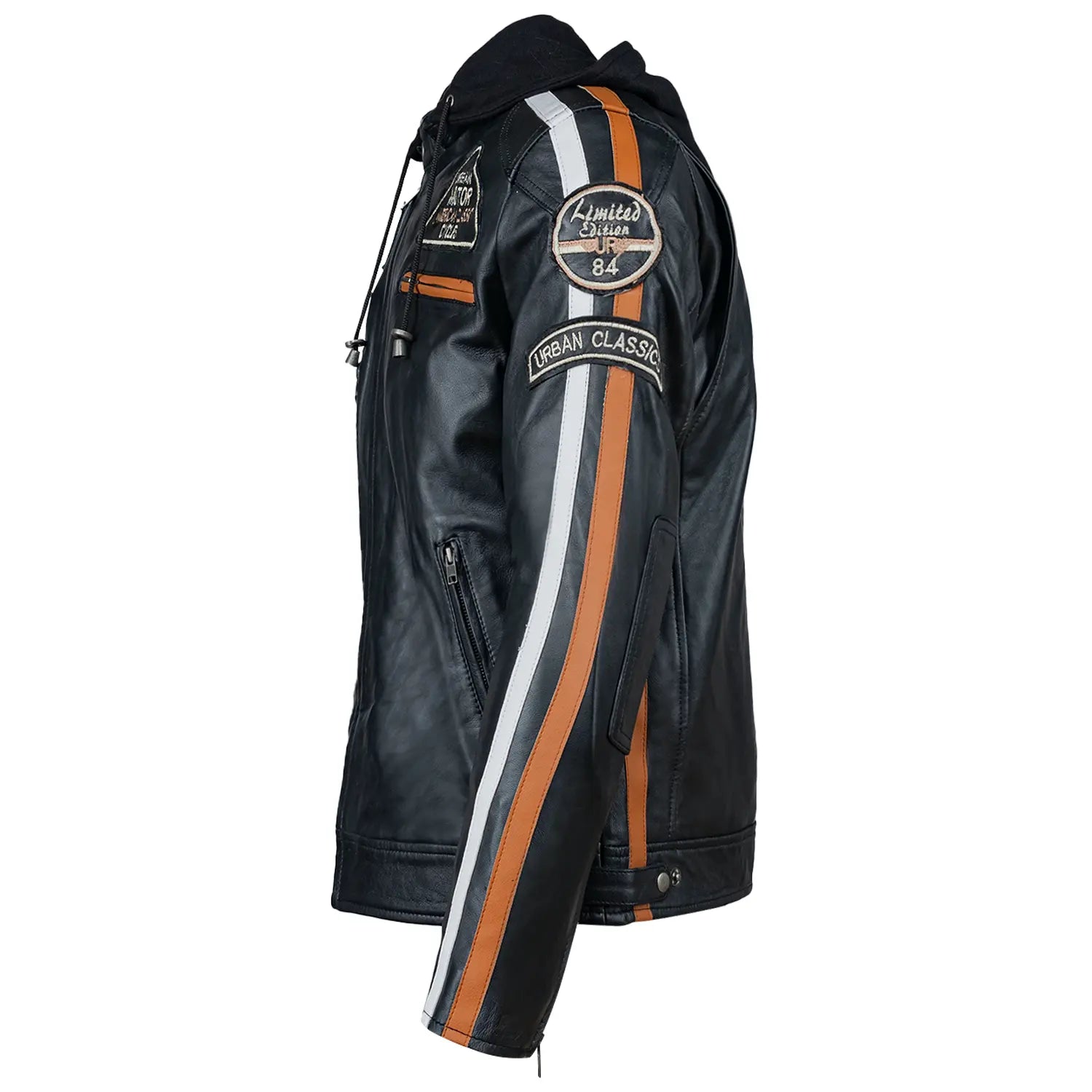 Fifty Eight Leather Men's Motorcycle Jacket Black