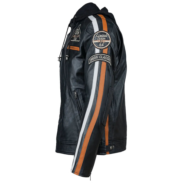 Fifty Eight Leather Men's Motorcycle Jacket Black