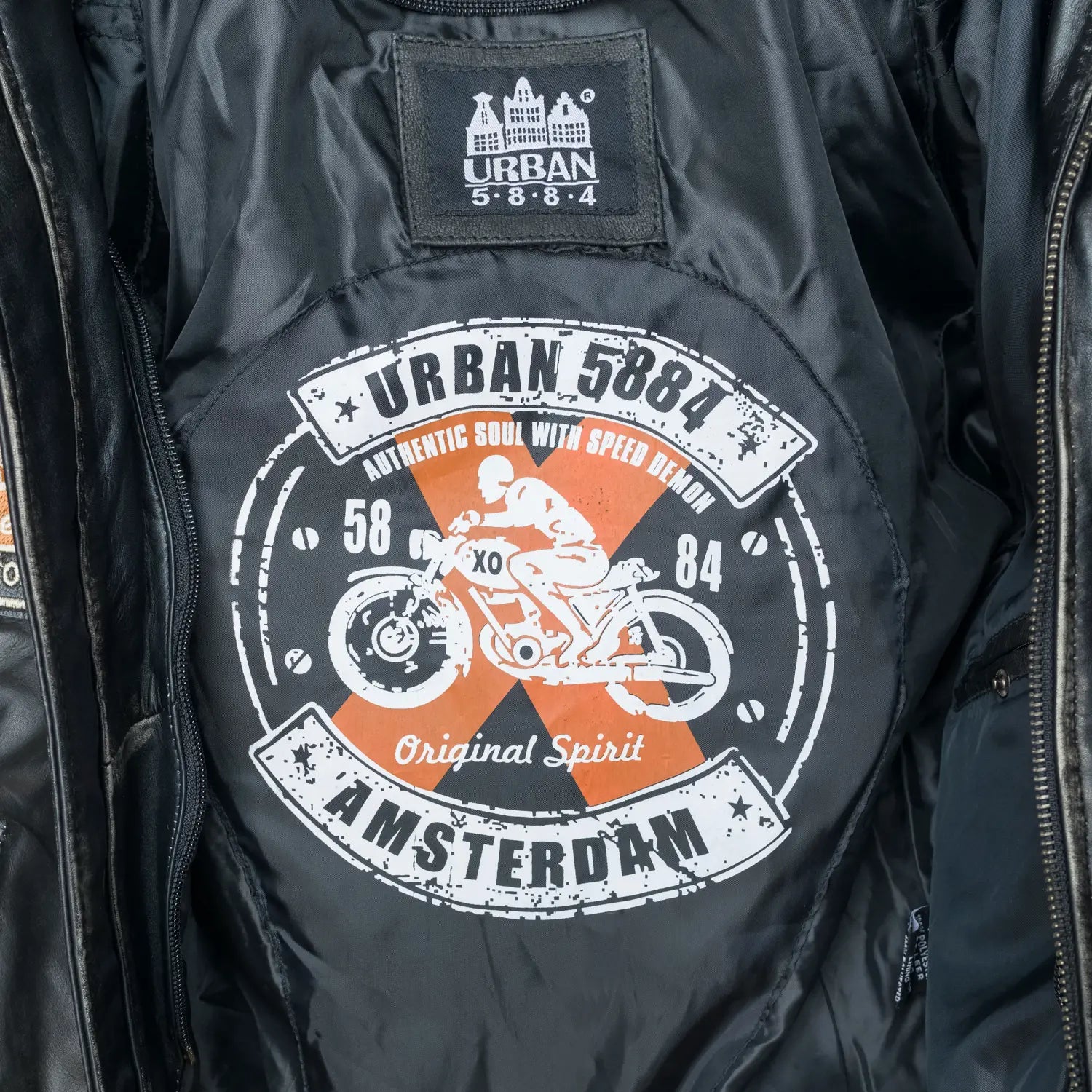Fifty Eight Leather Men's Motorcycle Jacket Black
