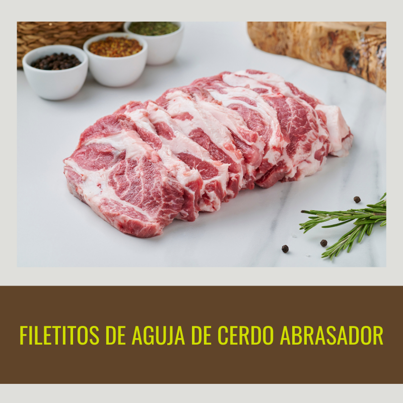Filetes de aguja cerdo Abrasador, bandeja de 800g.