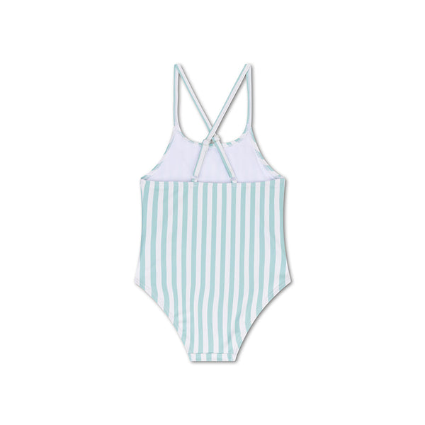 Crosslines | Maillot de bain UV rayé vert/blanc pour filles