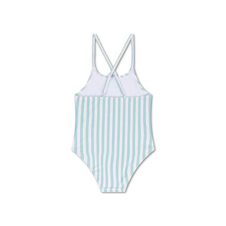 Crosslines | Green/White Striped Girls UV Swimsuit