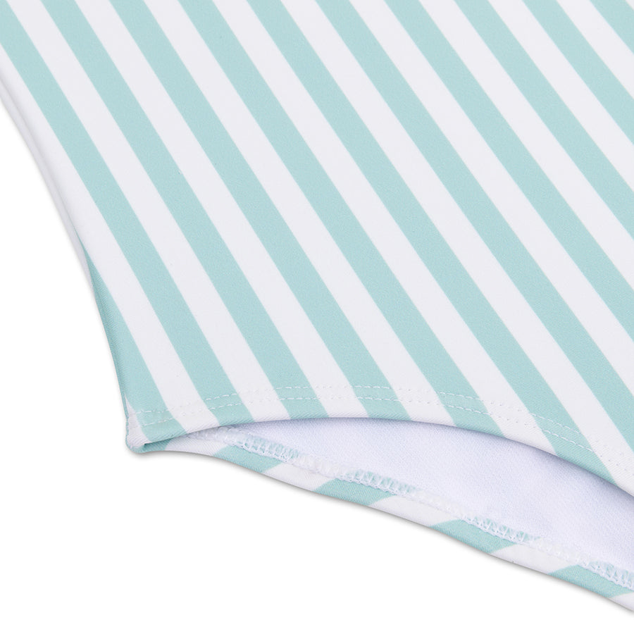 Crosslines | Green/White Striped Girls UV Swimsuit