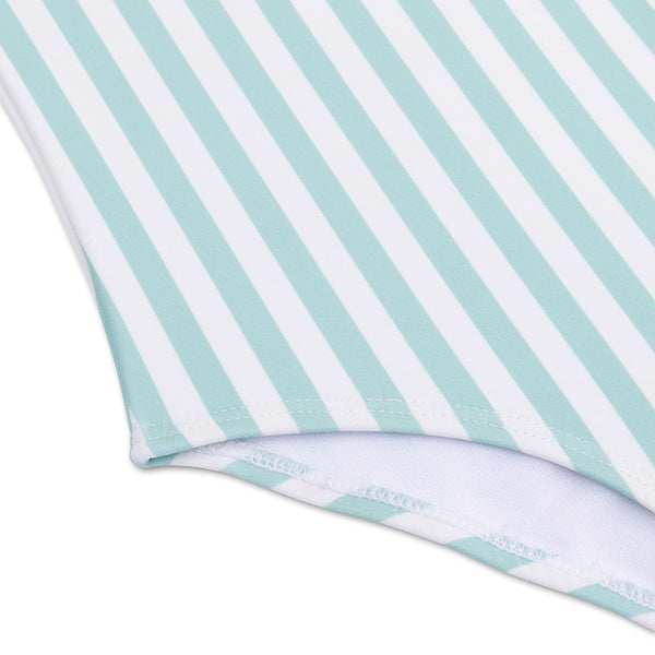 Crosslines | Green/White Striped Girls UV Swimsuit