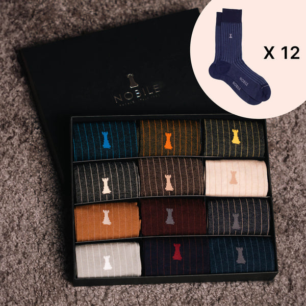 Box of 12 Pairs of Short Socks - Noble Micro Rib
