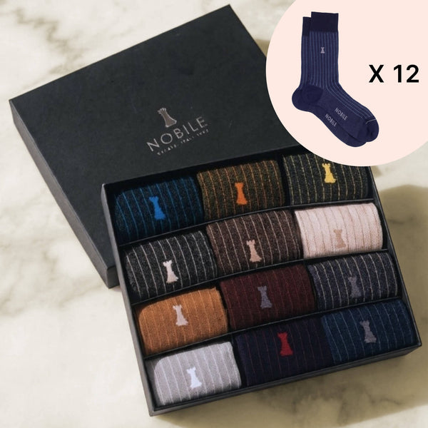 Box of 12 Pairs of Short Socks - Noble Micro Rib