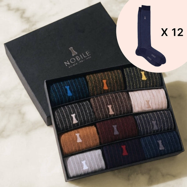 Box of 12 pairs of long socks - Noble Micro-rib
