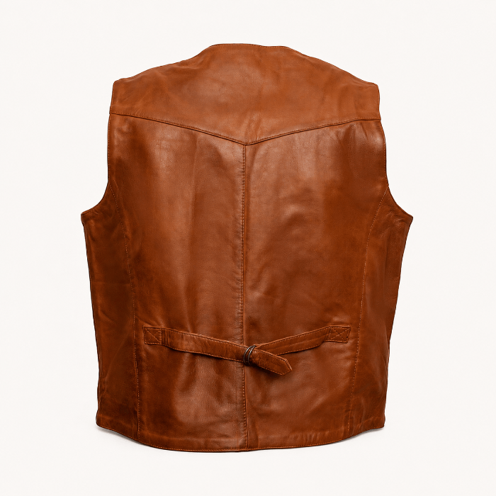 Gilet in pelle da uomo Freddy Cognac
