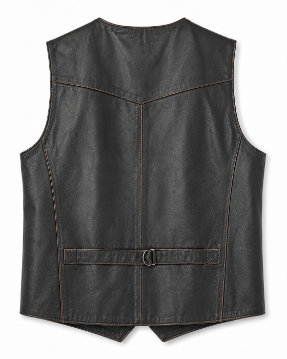 Freddy leren heren vest rufbuff achterkant