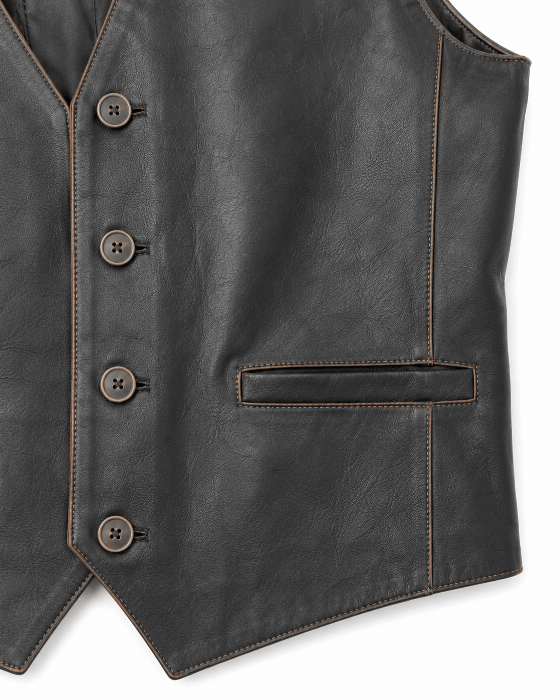 Freddy leren heren vest rufbuff detail
