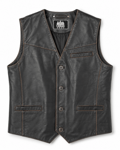 Freddy leren heren vest rufbuff