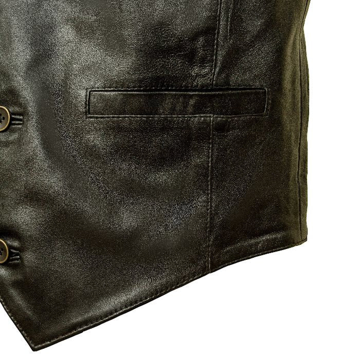 Freddy leren heren vest zwart - detail 1