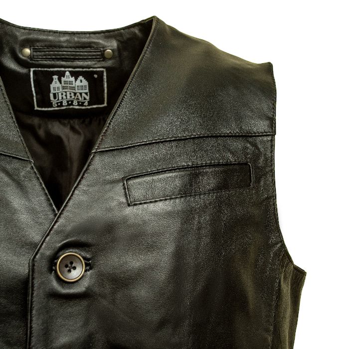 Freddy leren heren vest zwart - detail 2