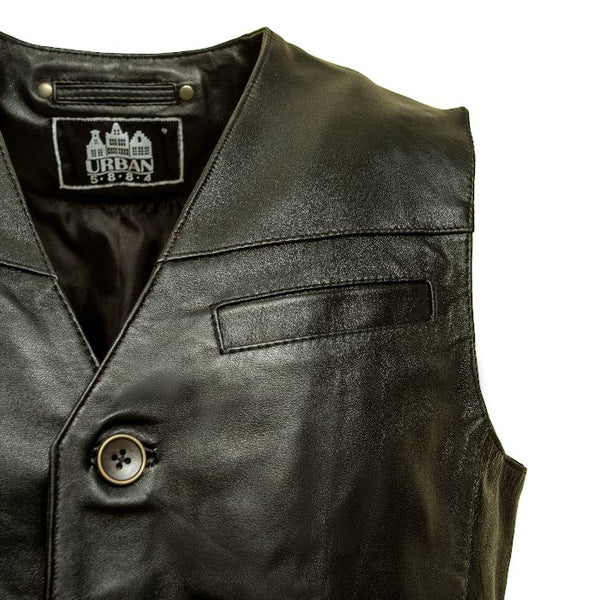 Freddy leren heren vest zwart - detail 2