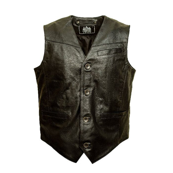 Freddy leren heren vest zwart