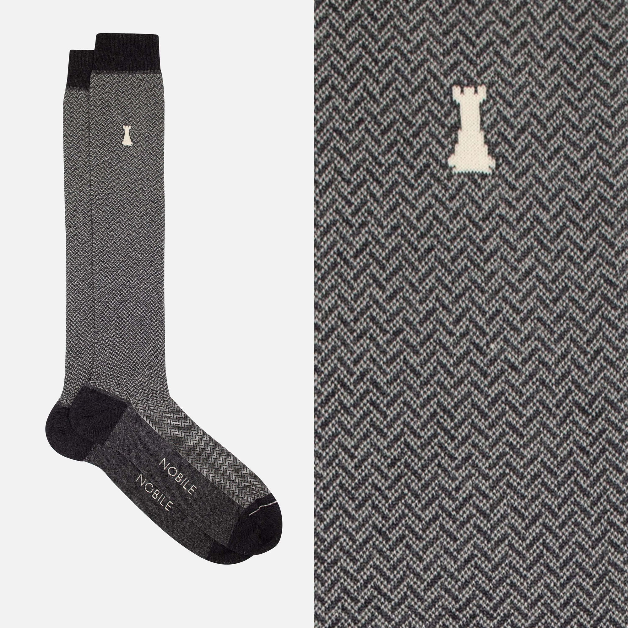 Freud - Long sock with herringbone design
