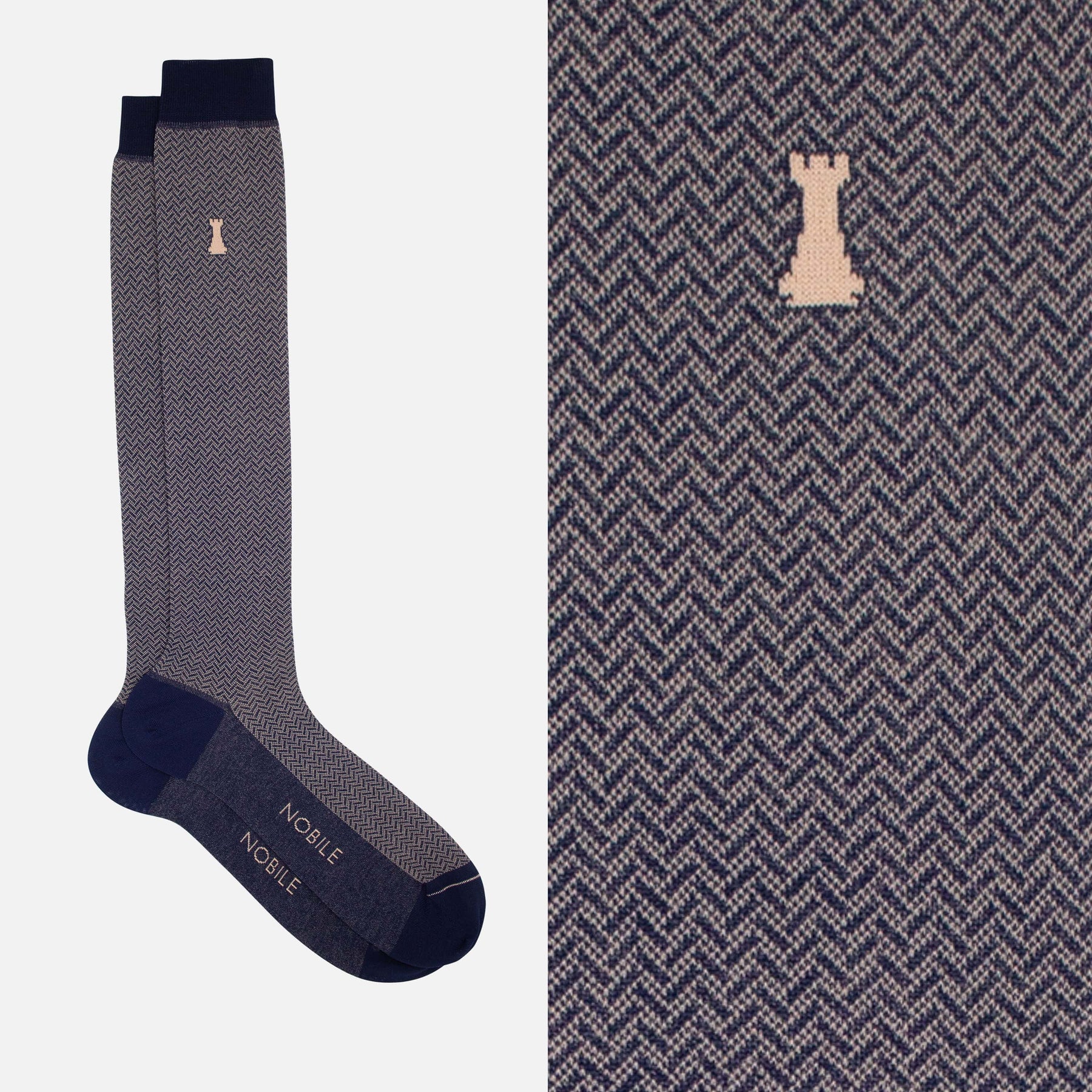 Freud - Long sock with herringbone design