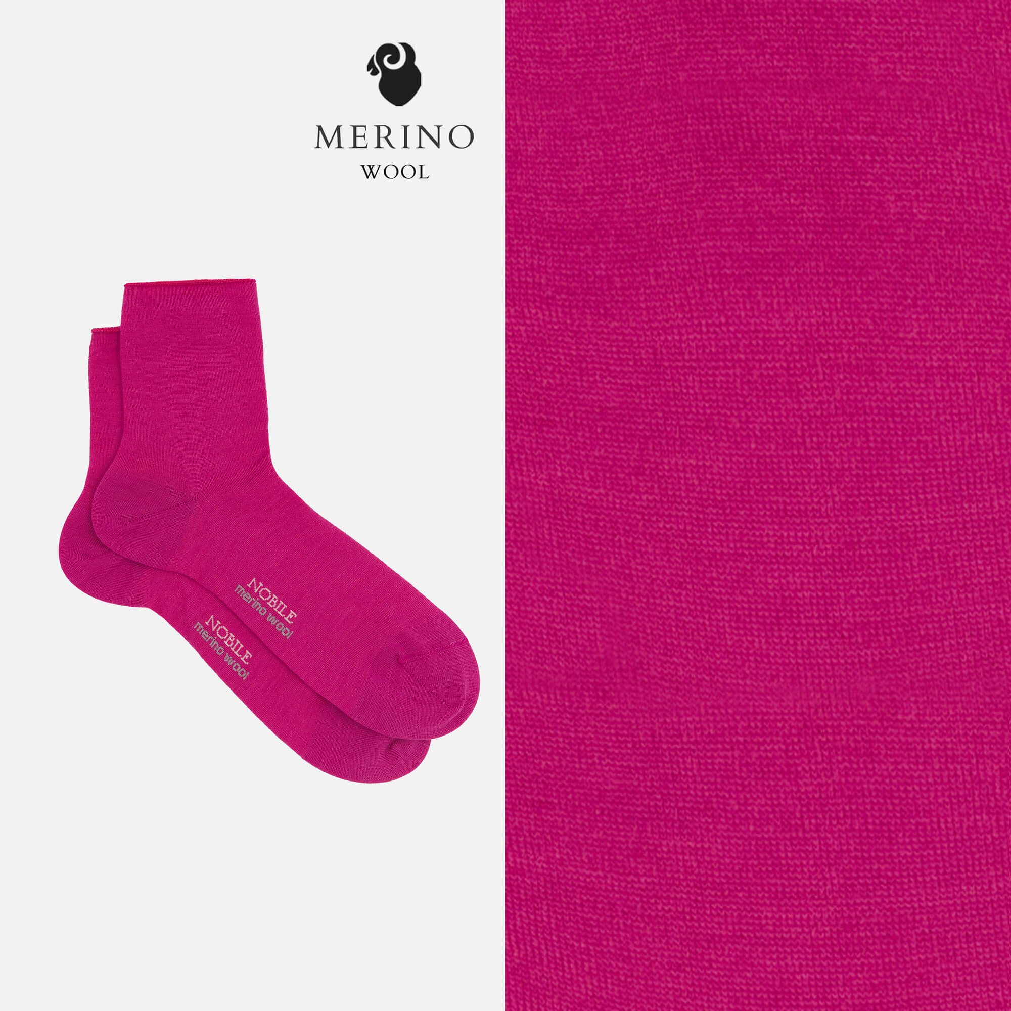 Ingrid – No-stress cuff Merino wool solid color socks