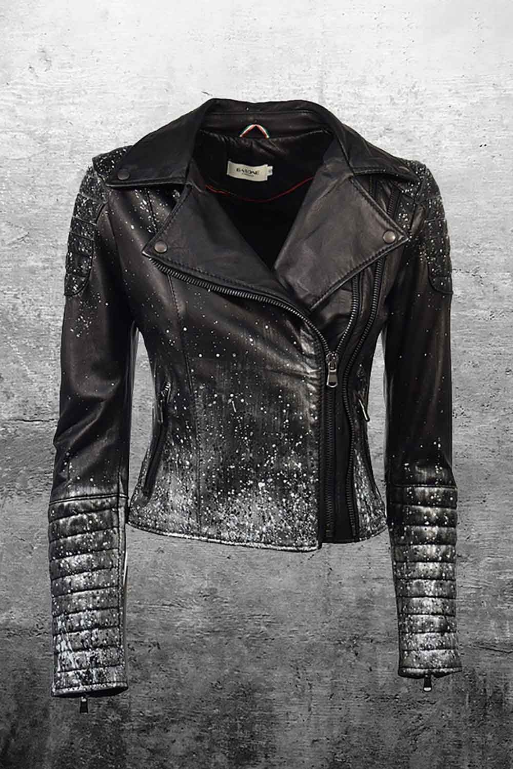 Gaia Bike Dipinto giacca donna 100% vera pelle Made in Italy - Barone Firenze