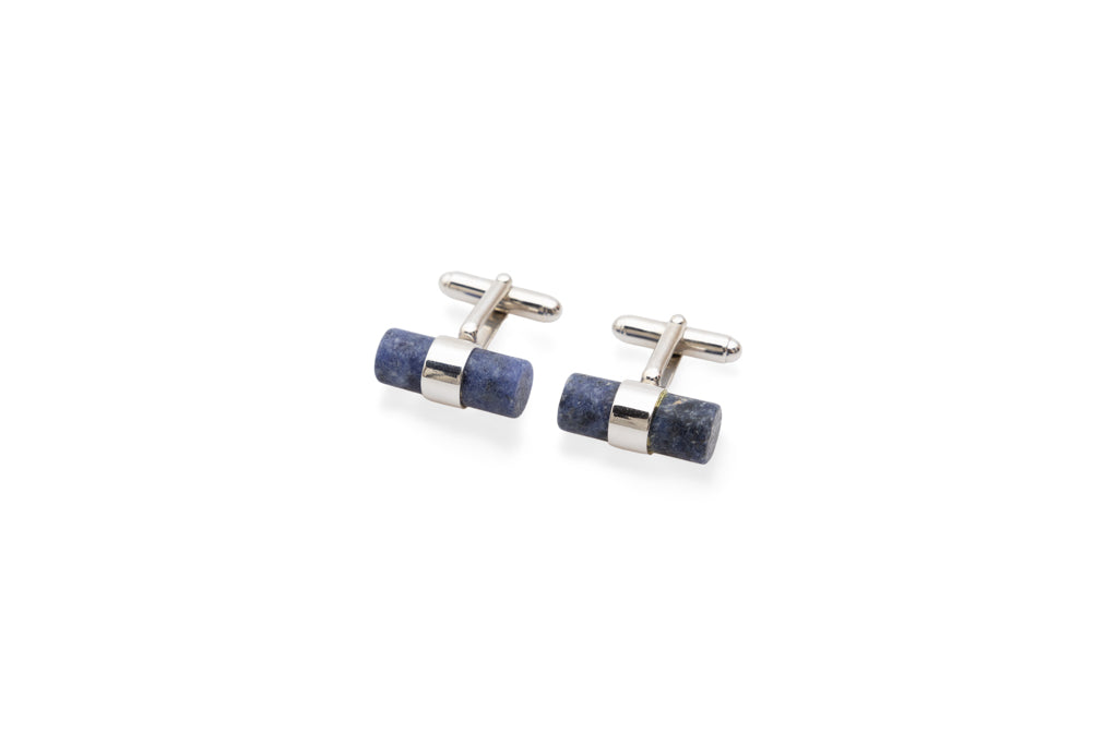 Boutons de manchette en argent avec sodalite bleue