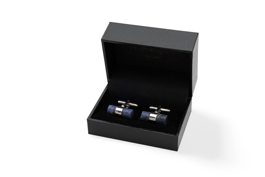 Boutons de manchette en argent avec sodalite bleue