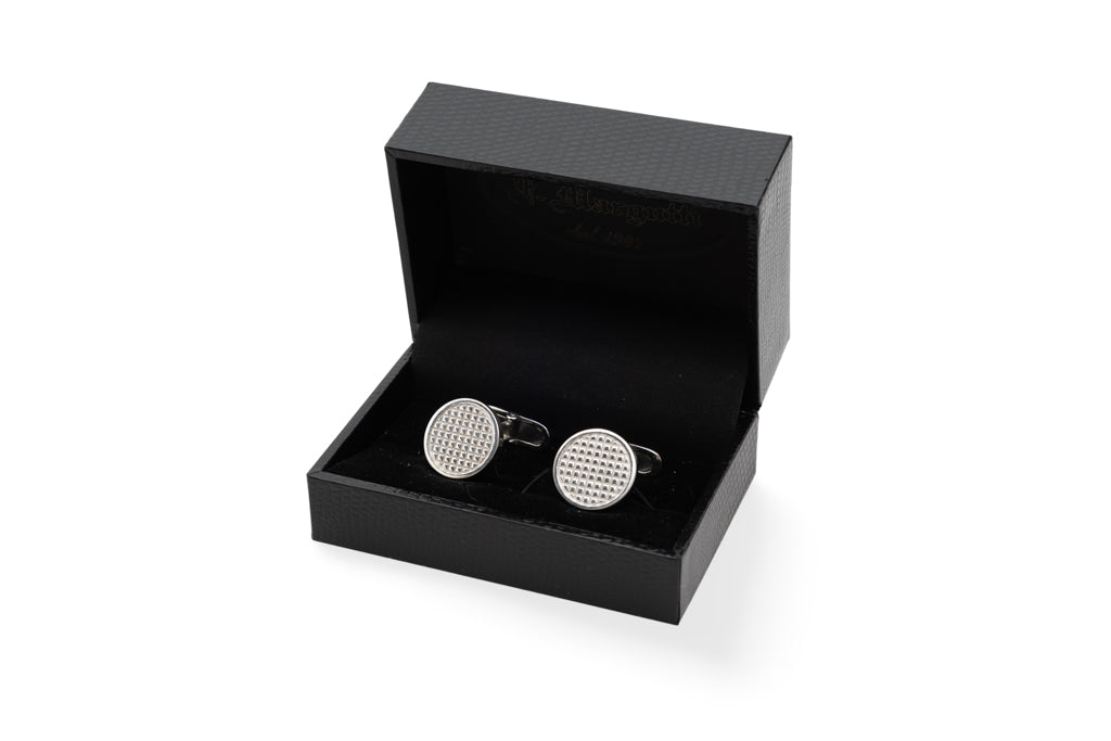 Engraved Round Silver Cufflinks
