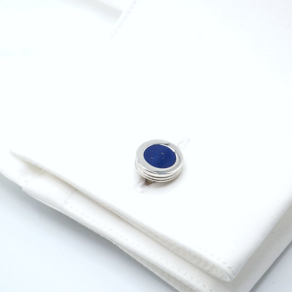 Elegant Round Blue Cufflinks
