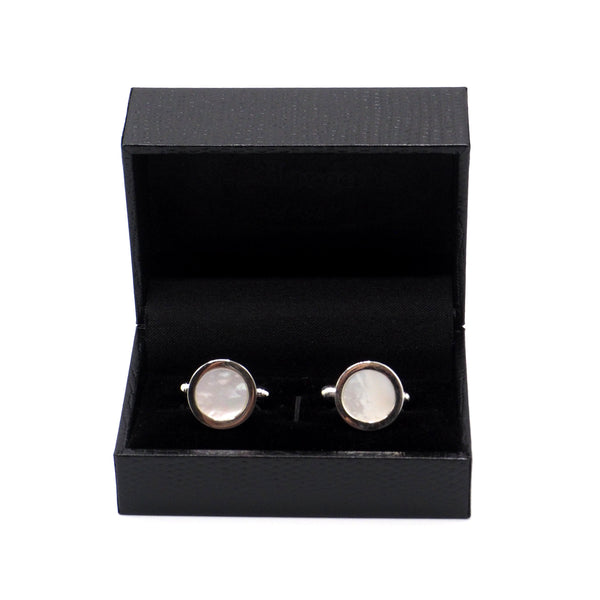 Elegant round mother-of-pearl cufflinks